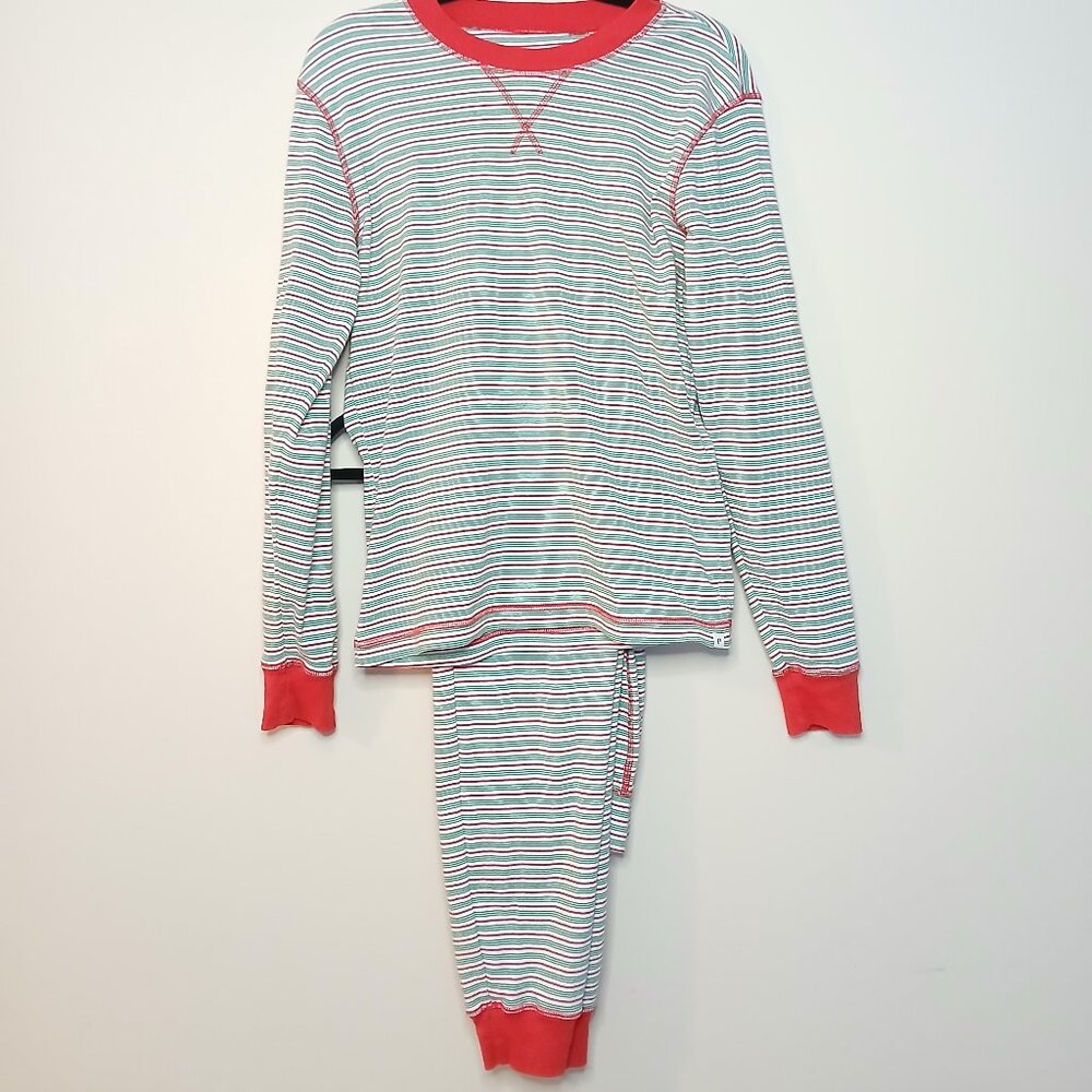 PACT Two Piece Candy Cane Stripe Pajama Set Size Medium